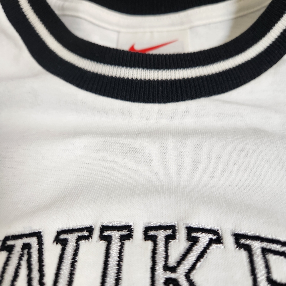 Nike Vintage White Shirt M Ringer 90's Embroidered NEW - Picture 8 of 10